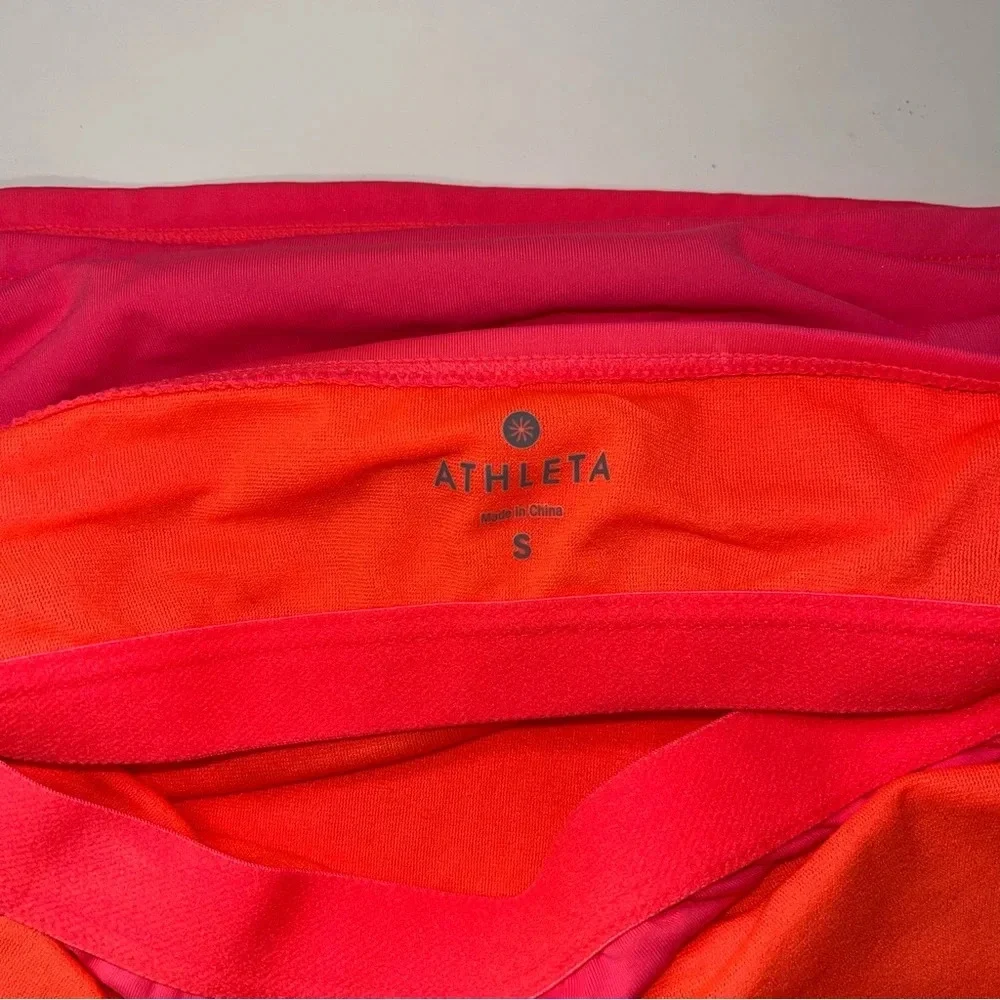 Athleta Hot Pink Halter Triangle Ruched Tankini Swim Top Small Women’s